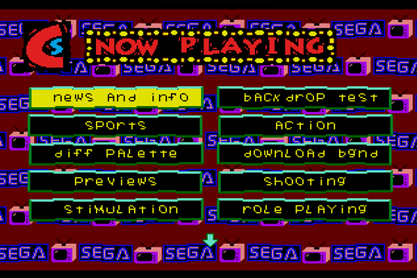 El menú del Sega Channel.