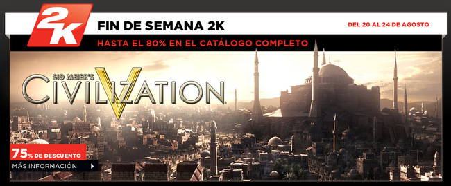 4 días de descuento en todo el catalogo de juegos de 2K en Steam